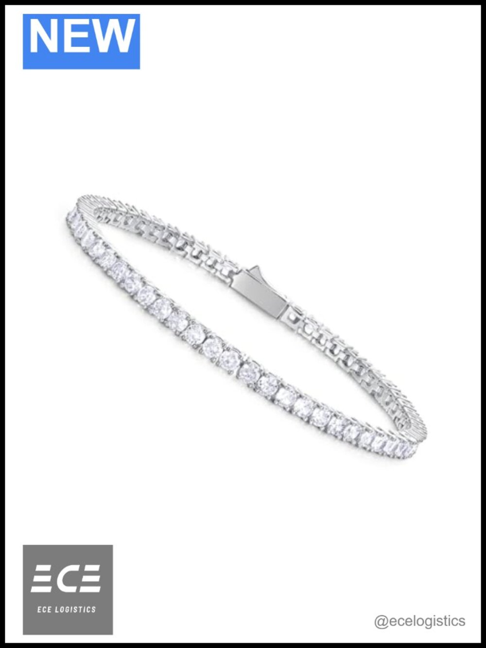 14K White Gold Plated Tennis Bracelet Cubic Zirconia Prong Set
